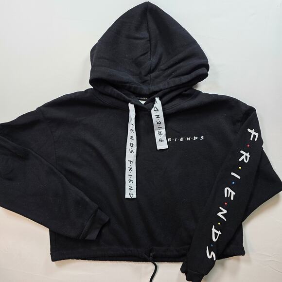 Friends Cropped Womens Sweatshirt Hoodie Size XXL Oversized Black 90s tv - Picture 3 of 7
